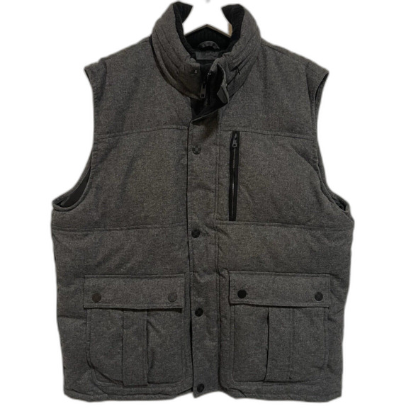 VINCE CAMUTO | Men's Dark Gray Quilted Puffer Vest Sz XL Hooded Jacket WARM - Picture 1 of 5